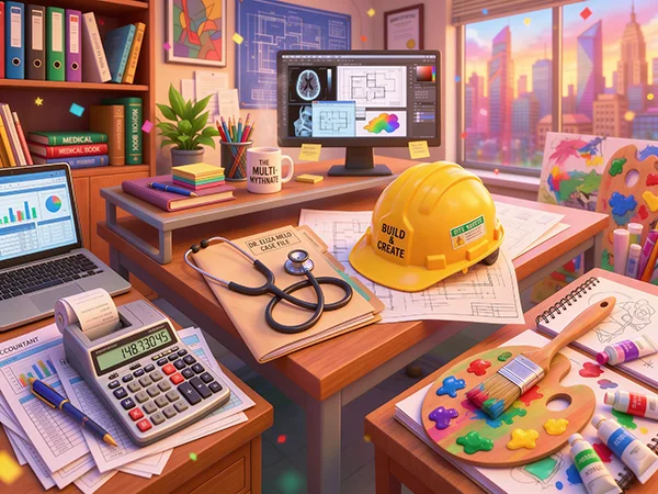 Pixar-style illustration of various occupations